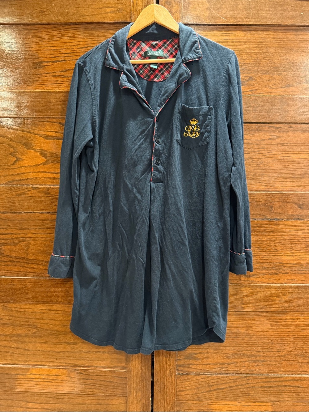 Ralph Lauren XL cotton modal pajama dress shift top Gold Crest nightgown